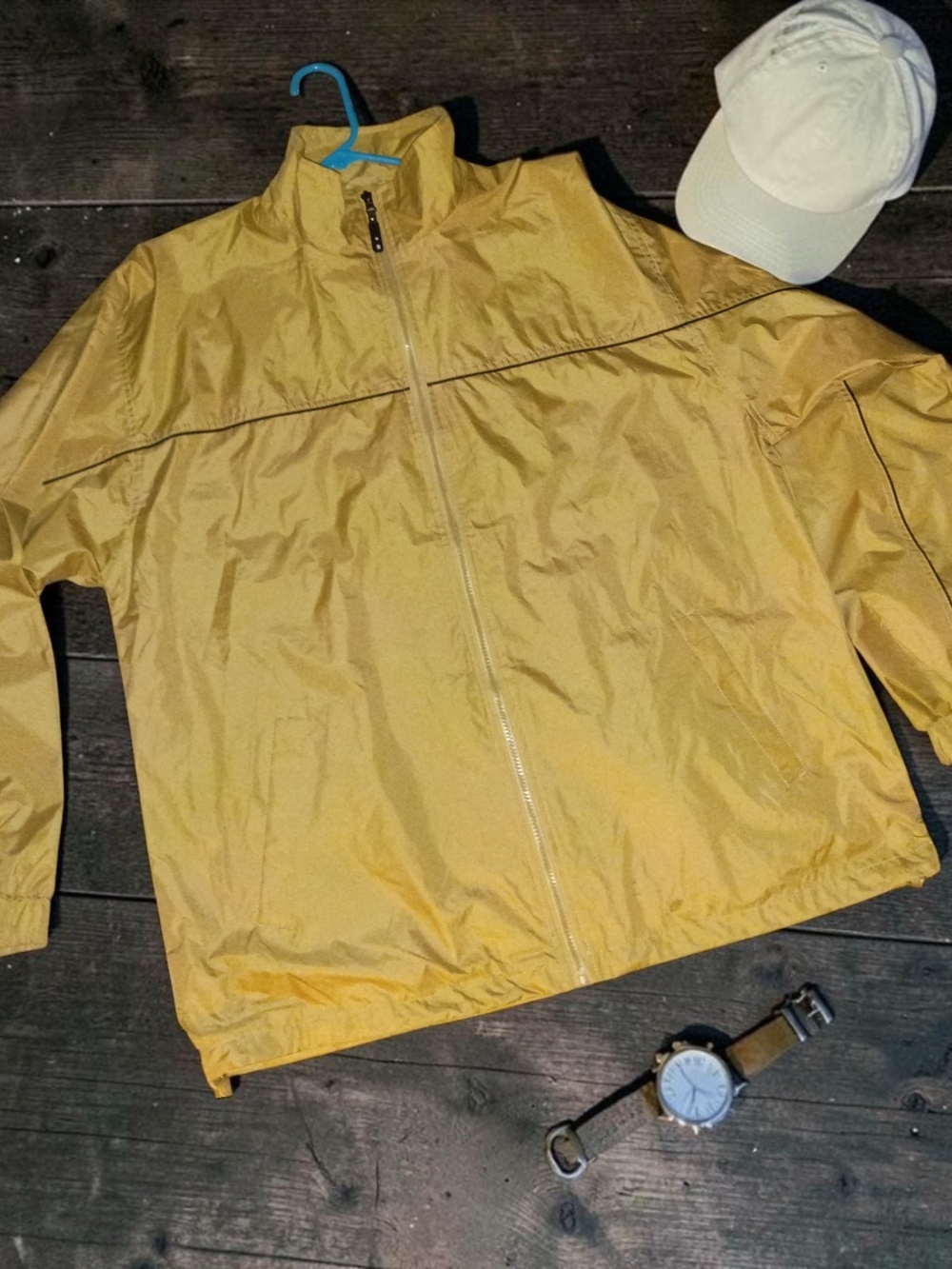 Men's i5 Lightweight Khaki Yellow Windbreaker Jacket With Mesh Lining NWT